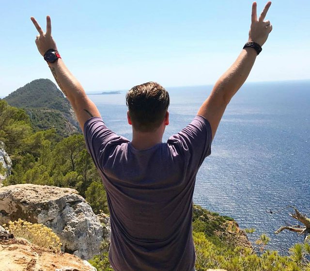 Conquering mountain in Ibiza