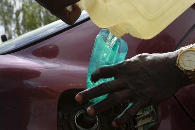 Bottle used as funnel