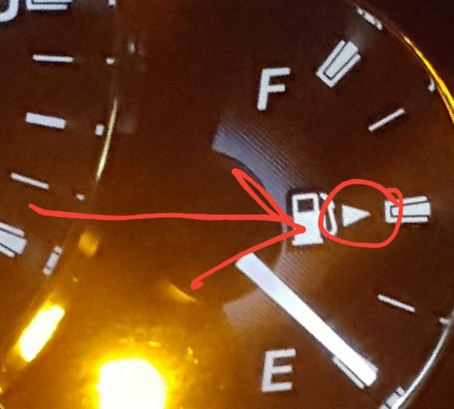 gas icon and arrow spelled out, can't miss