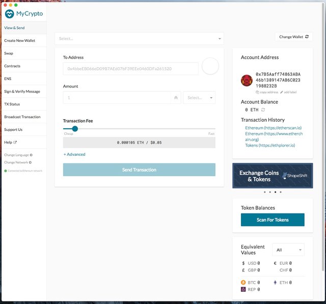 MyCrypto Wallet Ethereum ERC20