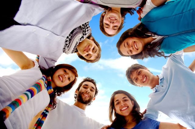 group of happy friends