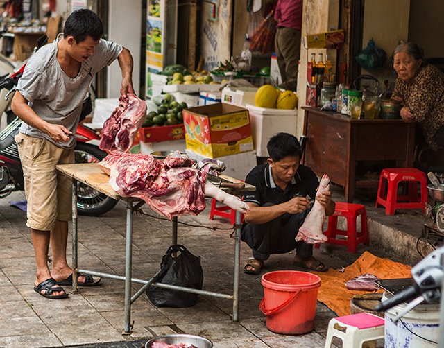 The local butcher at work