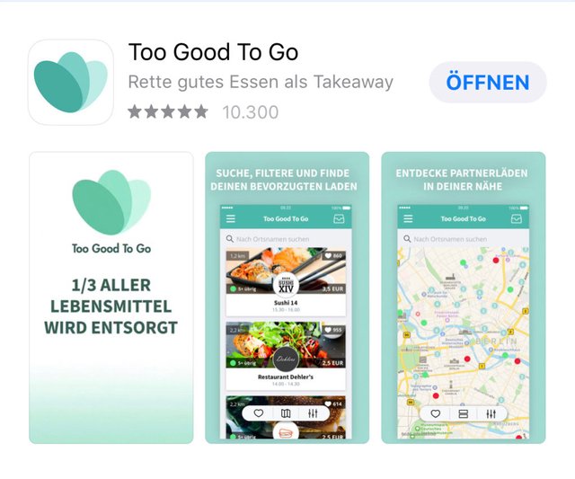 TooGoodToGo Screen aus dem App- Store 