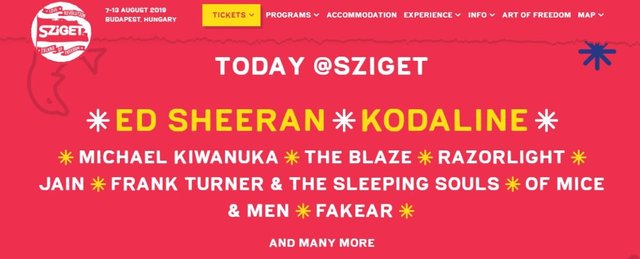 Some of the artists performing at Sziget Festival today (August 7th, 2019)