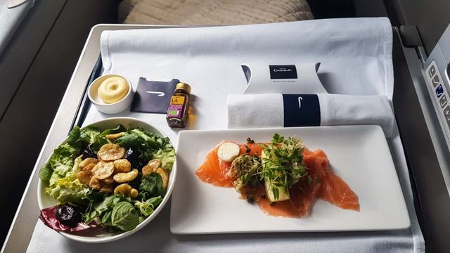 Unser Essen in der Business Class