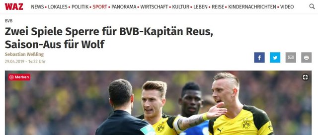 Rotsperren fuer Marco Reus und Marius Wolf