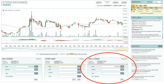 Sell Steem at Poloniex