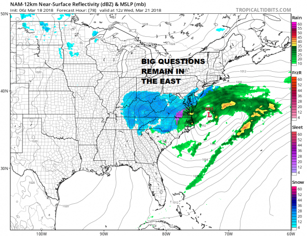 Cold Sunny Sunday Monday Snow South Tuesday Storm East Wednesday