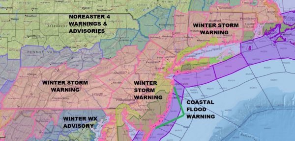 Spring Winter Storm #Foureaster Getting Underway Winter Storm Warnings Winter Storm Warnings Philadelphia NYC Boston Watch Baltimore Washington DC