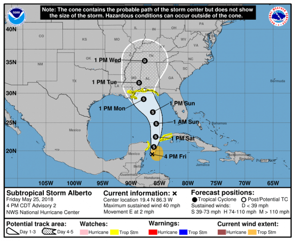 Alberto Heading North Flood Watches Florida to Louisiana