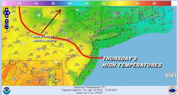 Dreary Day Warm Front South Passover Easter Weekend Outlook