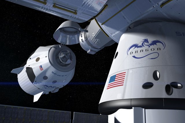 This artist's concept shows a SpaceX Crew Dragon docking with the International Space Station, as it will during a mission for NASA's Commercial Crew Program. NASA is partnering with Boeing and SpaceX to build a new generation of human-rated spacecraft capable of taking astronauts to the station and back to Earth, thereby expanding research opportunities in orbit.