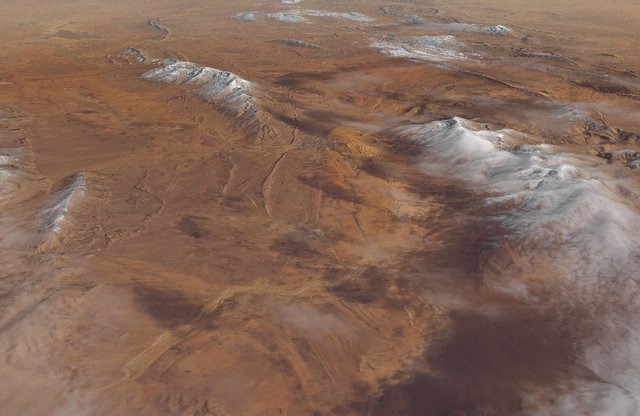 For the second time in three years, snow has accumulated in the desert near the northern Algerian town of Aïn Séfra.