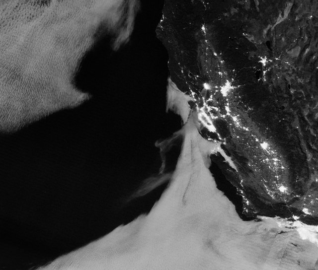 Light from the County Fire illuminated the night skies of Northern California when the Suomi NPP satellite acquired this image overnight on July 1, 2018.