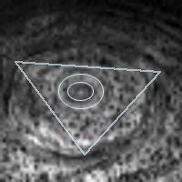 Image of Giant Hexagon on Saturn's North Pole overlayed with lines showing the structure of the pyramid, plus the all-seeing eye