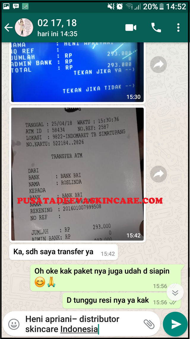 Bukti Transfer Adeeva Skincare