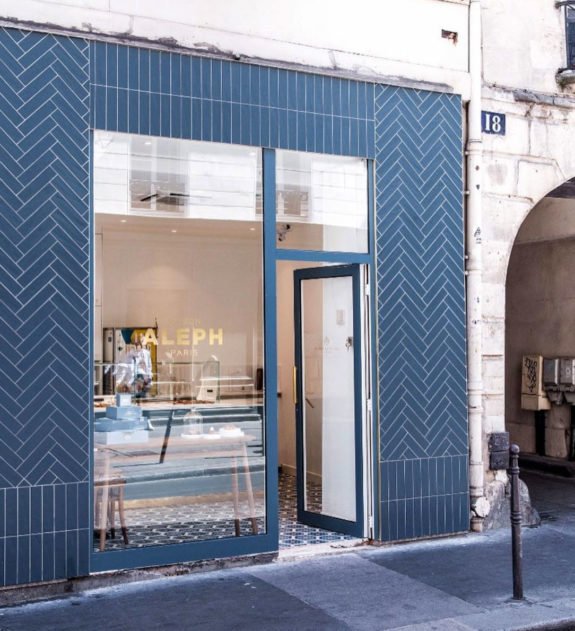 blue exterior of maison aleph in paris. / sfgirlbybay