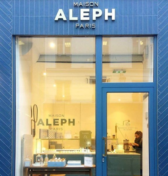 blue tile exterior of maison aleph in paris. / sfgirlbybay