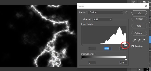 levels slider result