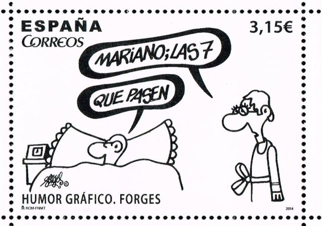 Sello diseñado por Forges para Correos