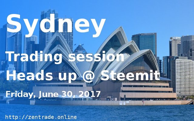 Sydney Trading Session Heads Up Thursday, June 29, 2017