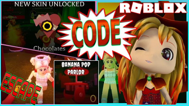ROBLOX BANANA EATS! NEW CODE and ESCAPING THE NEW BANANA POP PARLOR MAP