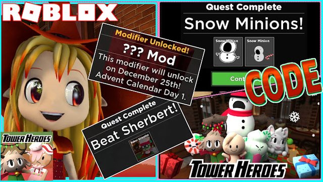 ROBLOX TOWER HEROES! CODE! SNOWMAN SIEGE LIVE EVENT! BEATING HARD MODE BUSTLING BAKERY