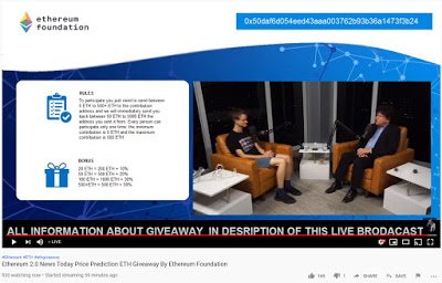 crypto scam on youtube with Vitalik Buterin