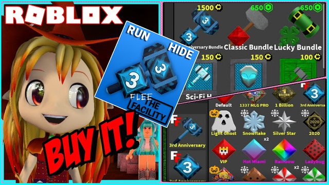 Roblox Flee the Facility! Buying the NEW 3rd Anniversary Bundle and Sci Fi crates!