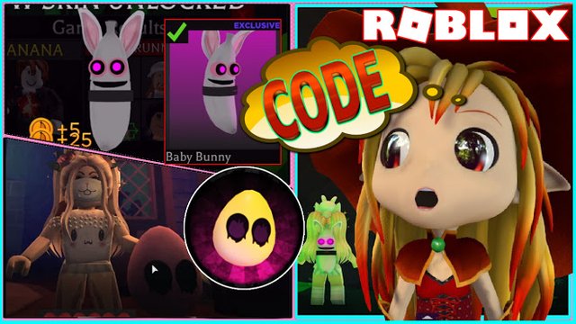ROBLOX BANANA EATS! CODE! GETTING SURPRISE HATCHING BADGE and BABY BUNNY BEACON