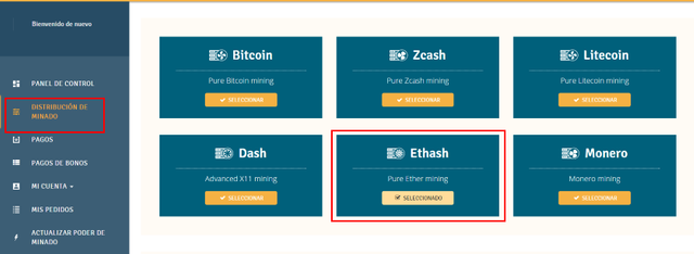 Genesis Mining - Distribución de Minado.