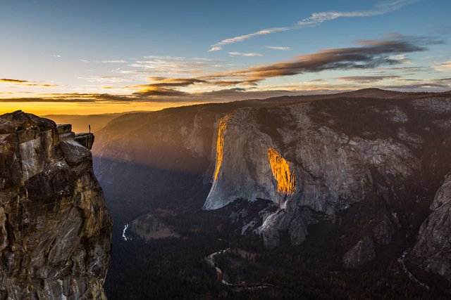 Yosemite Taft Point Sunset Man