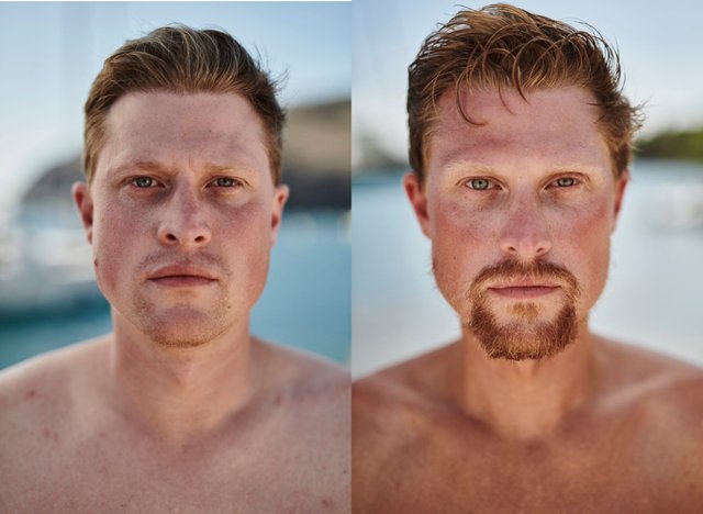 Cameron McLean before and after 43 days of rowing across the Atlantic