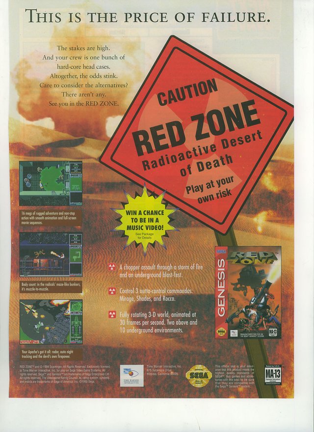 : Red Zone - Sega Genesis : Video Games