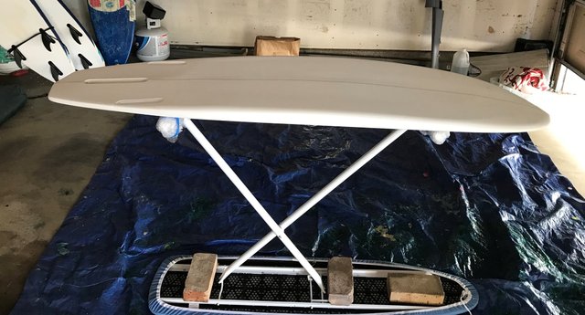 Surfboard shaping shop and glassing