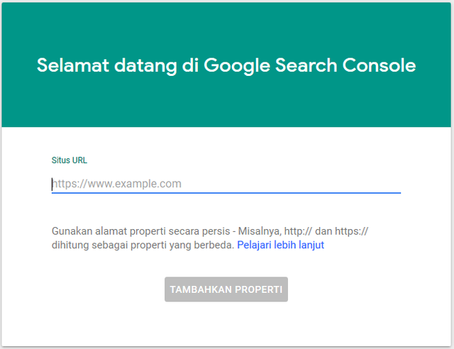 Webmaster Google Tools - Tambah properti situs