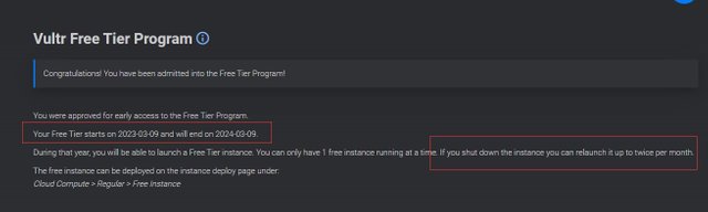 Vultr Free Tier Program Approved!