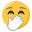 face with hand over mouth