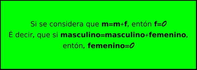 Dibujo Si masculino más femenino es igual a masculino, entonces, femenino es igual a Zero