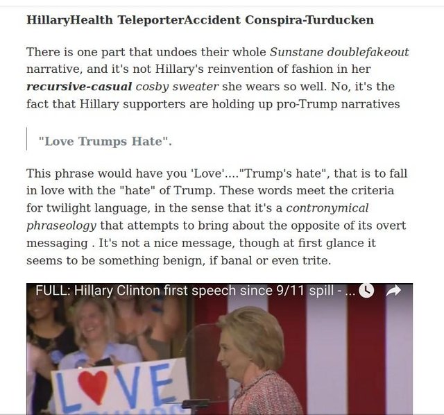 Hillary's Contranymical Phrase "Love Trump's Hate" Narrative is Obliterated By A Conspiratard's Essay
