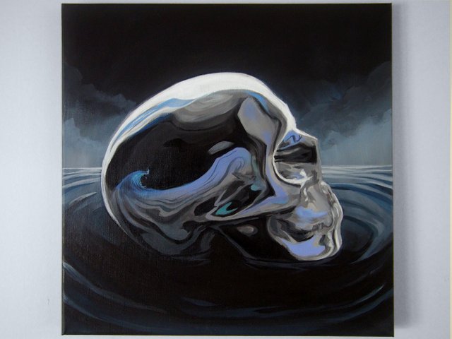 Acrylic chrome Skull painting Steemit