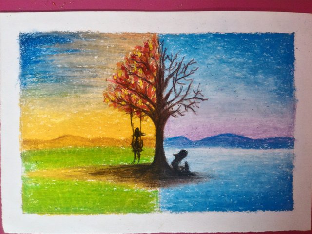 When Two Seasons Meet Fall and Winter Painting Steemit