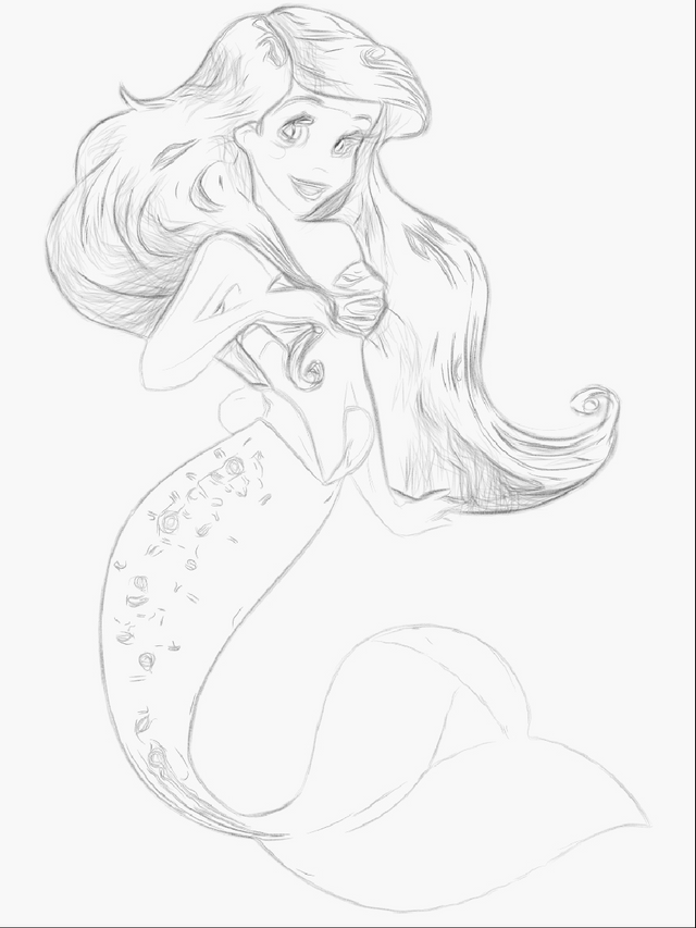 little mermaid pencil drawing