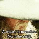 Image result for a wizard is never late gif