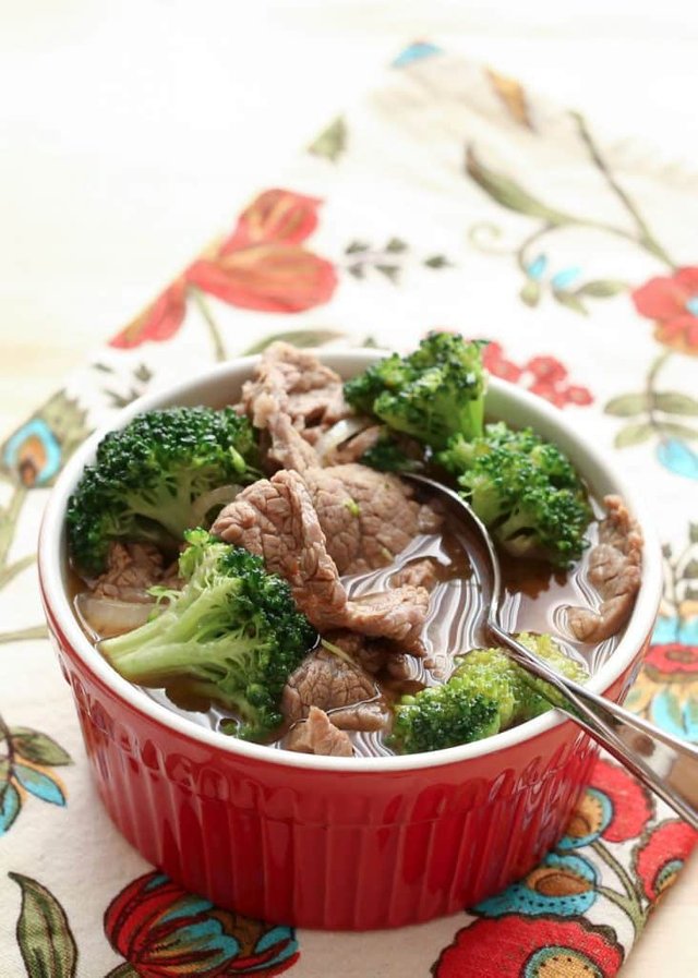 Chinese Beef Broccoli Soup recipe by Barefeet In The Kitchen