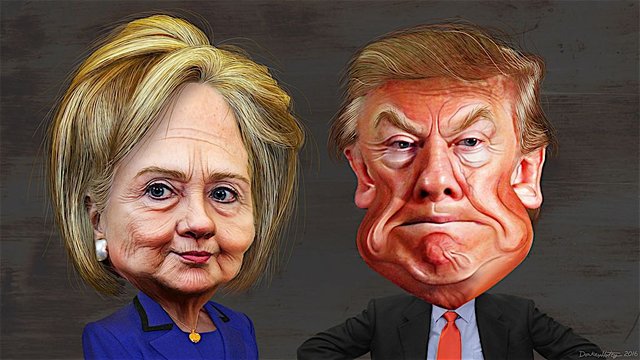 Donald and Hillary Caricature