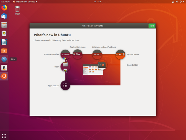 Ubuntu introduction window