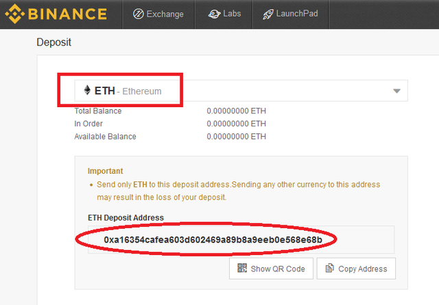 Binance Ethereum wallet