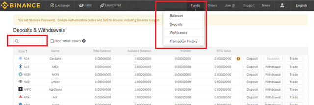 Deposit Ethereum into Binance