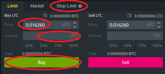 Placing a limit order in Binance